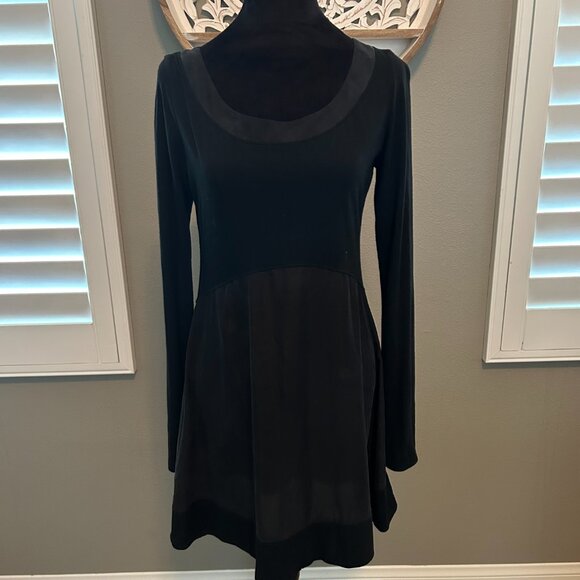 AIKO Dress Jersey Silk Panel SZM Women's Norma Black LS Flows Light Minimalist - Picture 4 of 9